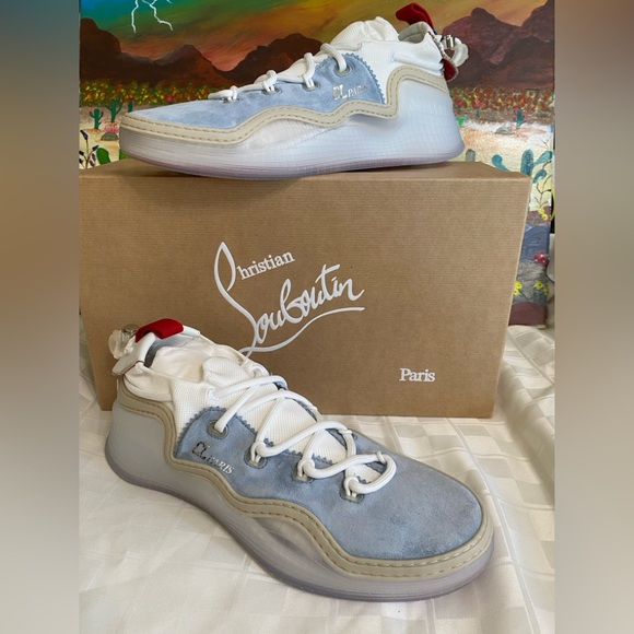 Christian Louboutin Arpoador Flat, Suede Sneakers, Blue/Wht, Men’s EU 43/US 10 - Picture 1 of 16